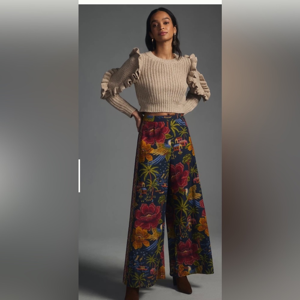 FARM RIO PRINTED WIDE-LEG PANTS SIZE S MULTICOLOR NWT SOLD OUT - Picture 4 of 14